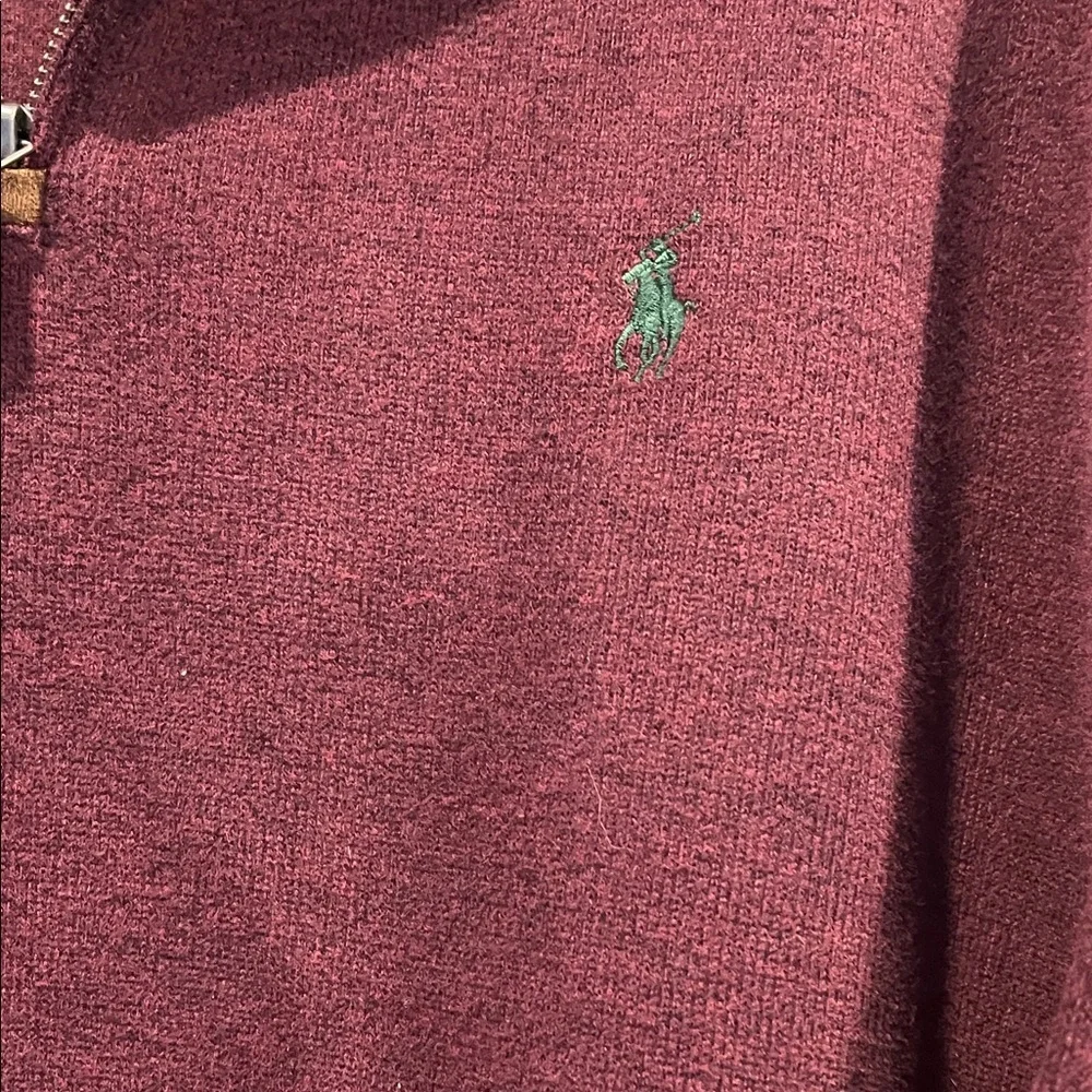 Polo‎ Ralph Lauren Men’s Burgundy Quarter-Zip Sweatshirt Size XL.